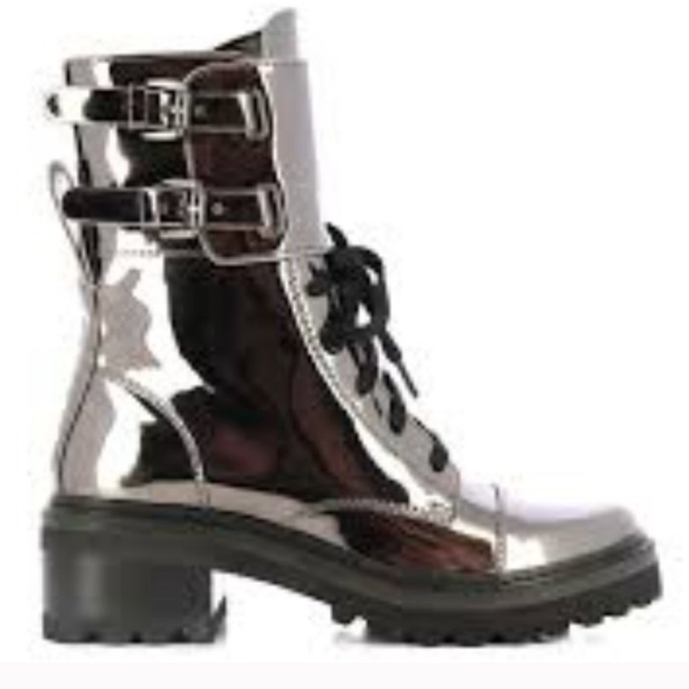 DKNY metallic grey combat boots